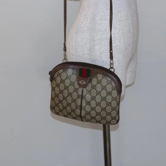 GUCCI GG Supreme Web Sherry Line Shoulder Bag PVC Beige 904 02 047 Auth bs28432 - Picture 15 of 16